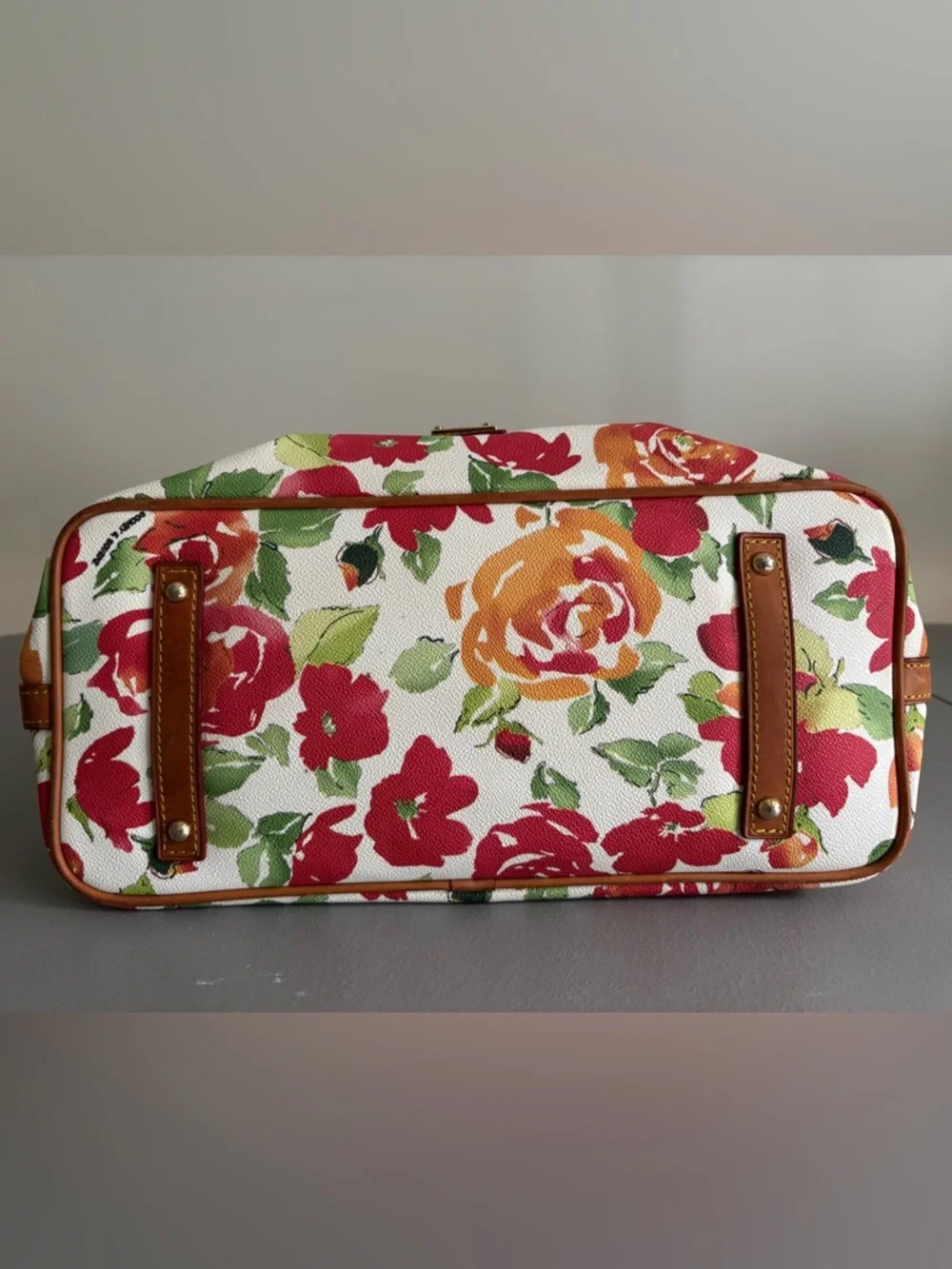 Dooney & Bourke Floral Tote Bag in Red/Orange/Green - Picture 3 of 9